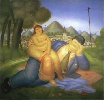 Fernando Botero Painting - Los Amantes 2 Fernando Botero